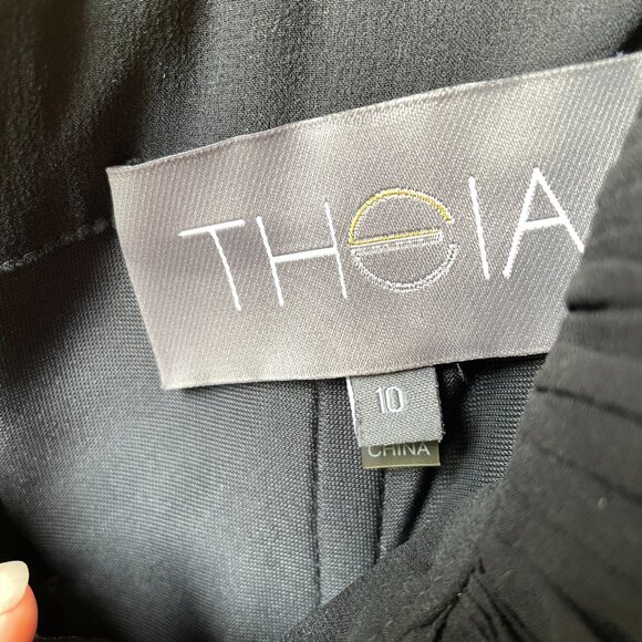 EUC Theia Black Beaded Fit and Flare Flowy Gorgeous Gown - Women's 10 - Picture 3 of 13